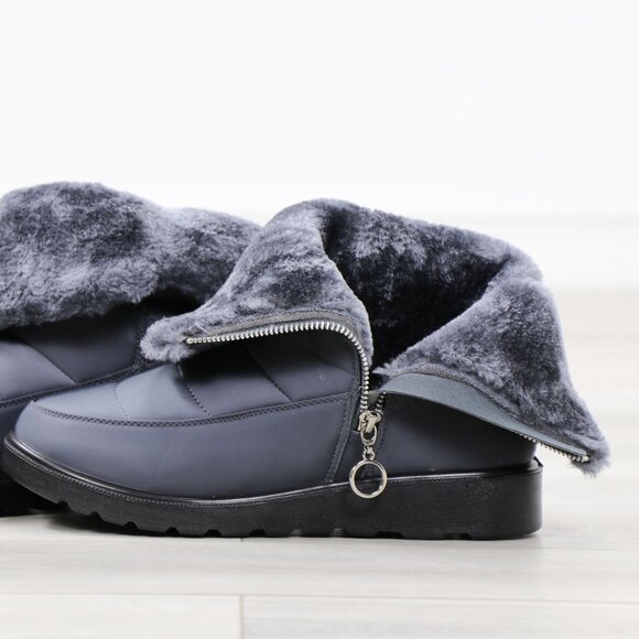 Rain Ankle Boots Weather Resistant Warm Synthetic Fluff Inside Grey - Picture 14 of 14